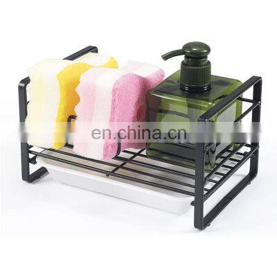 Hot sell small kitchen sink organizer storage sponge holder drain rack with tray