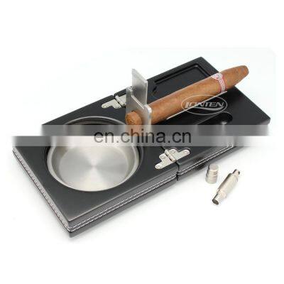 luxury customizedprinting logo diy wood and leather cigar ashtray