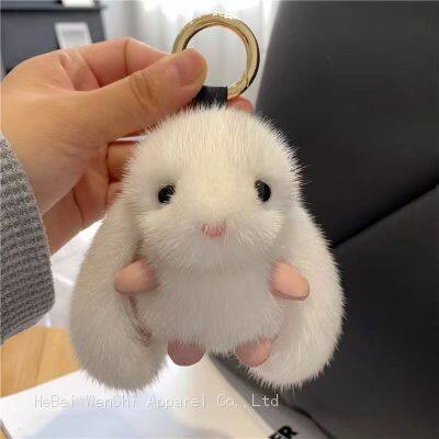 63Plush pendant cute rabbit car key chain Cute school bag hanging decoration key chain student fashion gift