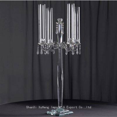 Glass Candle Stick Holders Centerpieces Clear Crystal Candelabra Table Decorations for Wedding Party Events Decorative