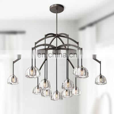 Modern Crystal Glass Hemispherical Shade Pendants Chandelier Ceiling Light Fixture For Living Dining Room Bedroom Kitchen Island