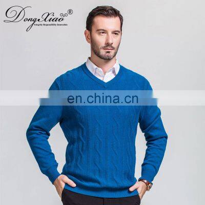 High-End Merino Wool V-Neck Pullover Sweaters for Men Wholesale Cable Knit Winter Style photo-2