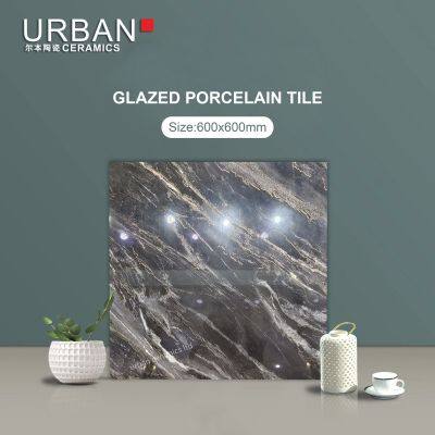 Luxury Hotel Golded 600X600mm Ceramic Non Slip Glazed Rustic Porcelain Floor Wall Tile