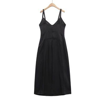 Elegant Women's Temperament V-neck Sleeveless Mid Length Backless Dress, Small Black Dress photo-5