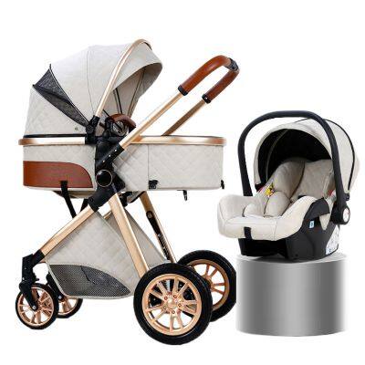 High Quality 3-in-1 Travel System Baby Stroller Two-way Push Chair With Carrycot For Sitting And Lying - Buy Luxury Removable Carry Cot Pram Oxford photo-4