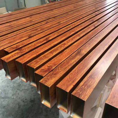 50*100*0.8 деревянный узор алюминиевого квадратного трубопровода, матовый белый алюминиевый квадратный воздуховод, завод-изготовитель алюминиевых профилей, oubide