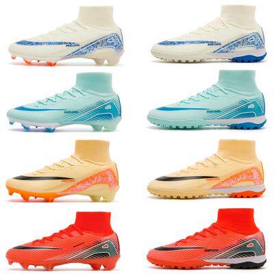 Wholesale New Men Soccer Shoes Indoor Cleats Football Boots Match Long Spikes Sneakers Breathable Ultralight Training Drop Shipping