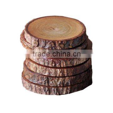 Timber Wooden Coasters, Wood Cup Coasters with Bark, Cup Tray