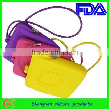 custom candy ladies silicone handbags with long strap design