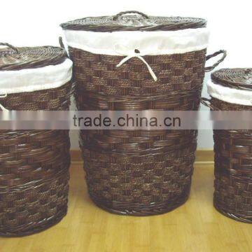 Durable willow and seagrass hampers with lid,laundry basket,wicker laundry basket,set of 3