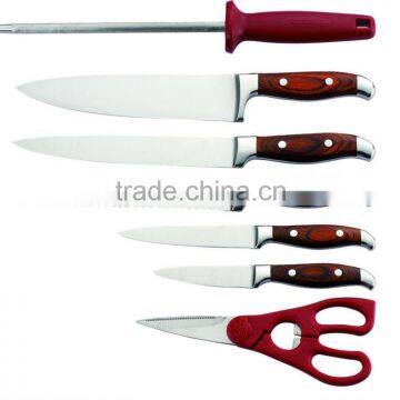 WOOD+430 S/S HANDLE 6PCS KITCHEN KNIFE SET photo-2