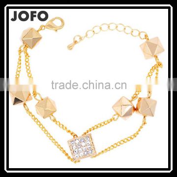 Shinning New 18K Gold Crystal With Two Links Bracelet / Adjustable Length