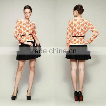 2014 Brand Name Newest European Runway Styles Edelweiss Knitted Models Sweater Tops +mini Skirts With Belt D1691501 photo-3