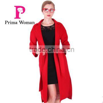 2016 New Design Spring Women Length Slim Fit Wool Trench Coat With Belt photo-2