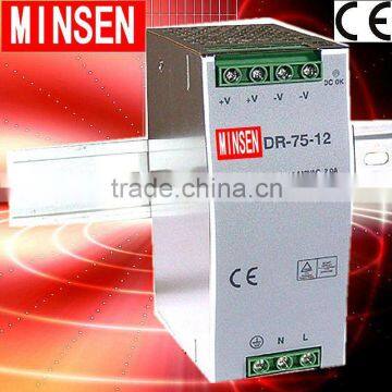 Din Rail 75W 24V regulated power supply with 12v CE approved