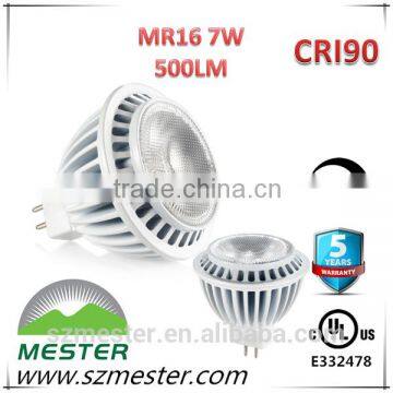 UL 5W/7W high lumen12v/24v dimmable mr16 led spotlight