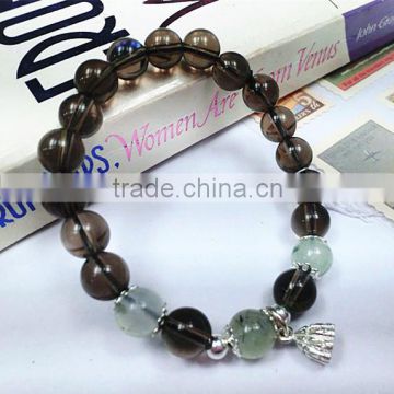 Smoky Quartz Natural Gemstone Round Beads Bracelet