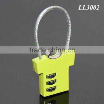 RANDOM Mix Colors Green T-shirt Shaped Three Coded Lock Blank Metal Zinc Alloy Steel Wire Combination 3 Digitals Padlock photo-4