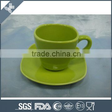 High quality ceramcis cup and saucer without decal and green color