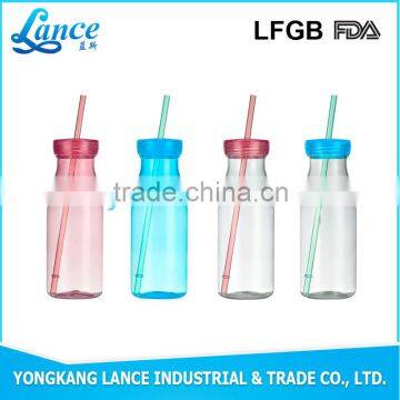 Different color customized beer plastice water bottle with straw