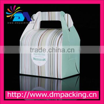 Paper handle stripes printed cake pastry paper box