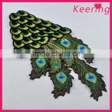 handmade peacock applique embroidery designs for wedding dress decoration