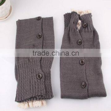 Boot Cuff Leg Warmer in Colors With Lace, Knitted Boot Cuffs With Button, Knee High Socks, Boot Topper, Boot Cuff Accessories photo-3