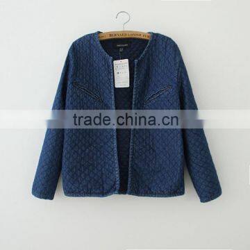 2014 European Women Fashion 100% Cotton Slim Denim Long Sleeve Jeans Winter Cotton-padded Jacket photo-2