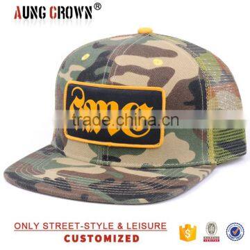 6 panel embroidery camo trucker cap