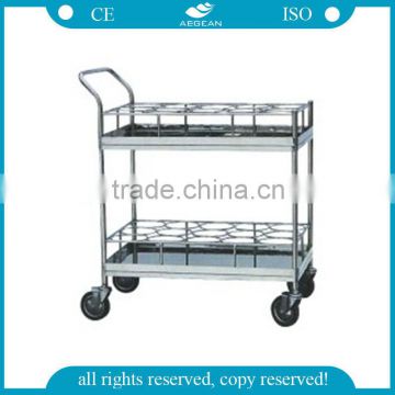 AG-SS021 with 4 slient wheelsHospital 304 ss water bottle trolley