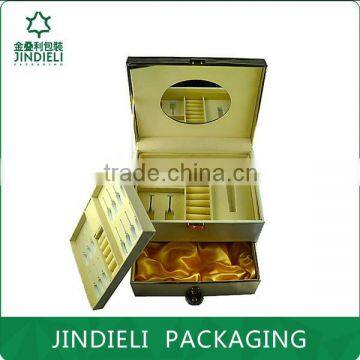 leather cosmetic storage box with drawer design