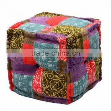 Natural Fibres Multi Color Square Cube Pouf