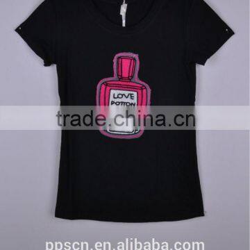 Fashion print women black t shirt design