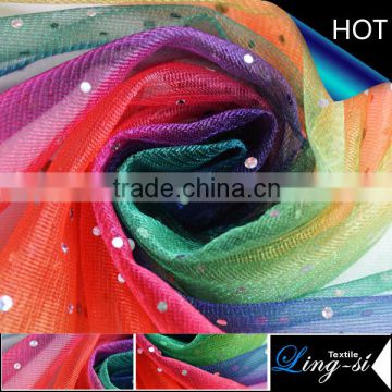 Polyester Tulle Flocking with Hologram Fabric for Dress and Clothing