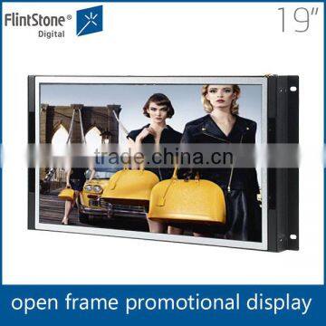 Flintstone flexible embed 19 inch open frame lcd advertising video frame