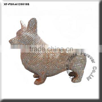 pretty chrome plating resin dog coin bank