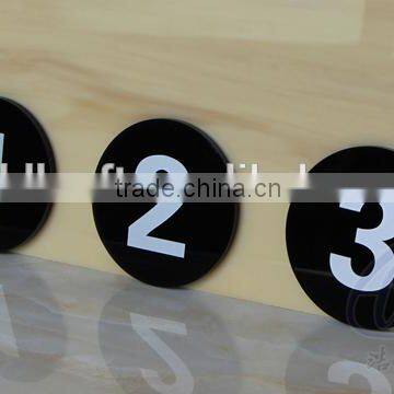 Printed serial numbers on acrylic plate with stickers, plastic numbers with stickers