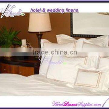 embroidered hotel bedding , embroidered hotel bed linens made of 200TC white plain percale