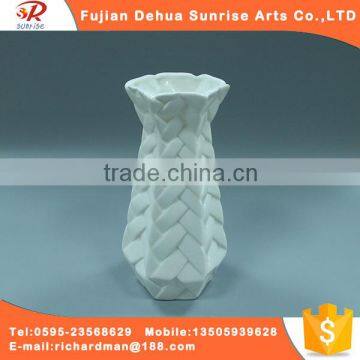 2016 hot sale white glazed ceramic craft flower vase decoration