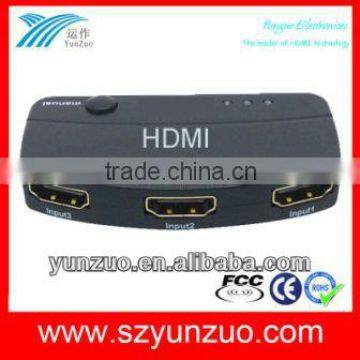 MINI HDMI switch 3x1 3 inputs 1 output with IR remote control