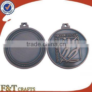 metal bronze sports basketball medal with ribbons