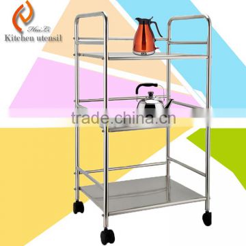 Movable portable three tiers heavy duty commercial industrial stainless steel kitchen storage shelf with separated assembled