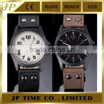 Fashion Leather Band Watches Outdoor Sport Analog Quartz Date Watch Black Matte photo-2