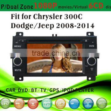 car dvd vcd cd mp3 mp4 player fit for Jeep new Chrysler 300C Dodge 2008-2014 with radio bluetooth gps tv pip dual zone