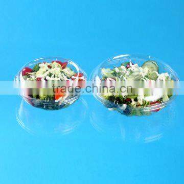 clear round plastic salad bowl with lid