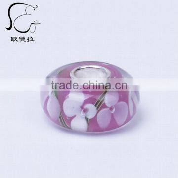 Cheap Blown Hollow Glass Beads With 925 Silver Tube