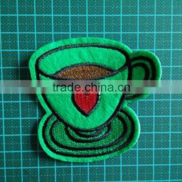 Custom iron on laser cut green cut embroidered patch and heat transfer sticker