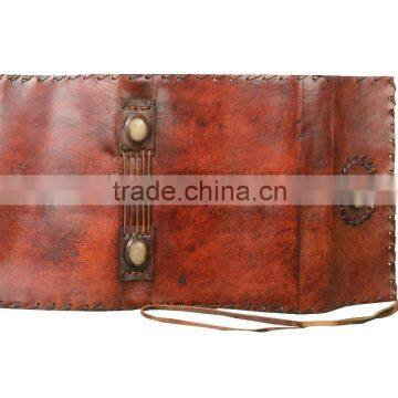 Genuine Leather Made Embossed Stone Leather Journal Diary With Precious Three Stone photo-3