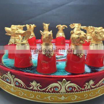 Twelve Animal Zodiac Ceramic Wine Cups,Red Color Ceramic Cup