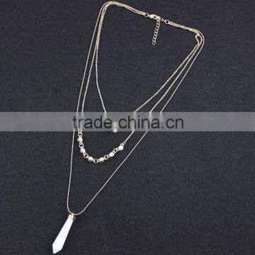 2015 Newest 3rows Natural Opal Stone and Pearl Pendant Necklace photo-5